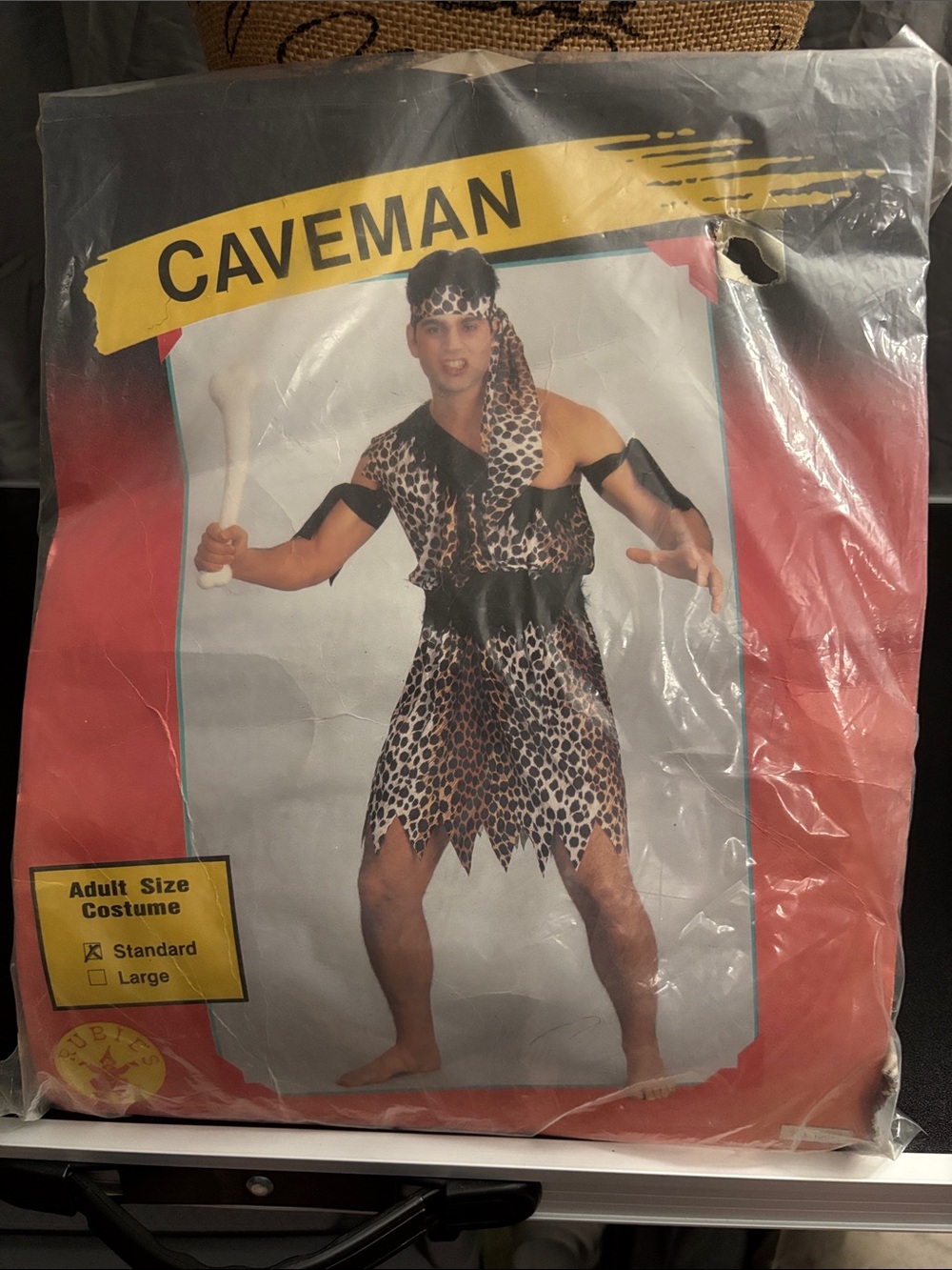Rubie's Caveman Costume in Brown and Black Leopard Print